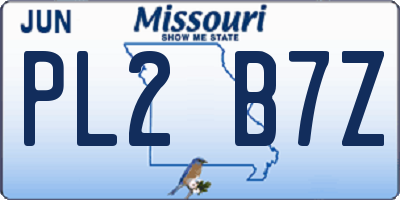 MO license plate PL2B7Z