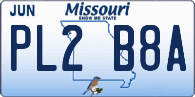 MO license plate PL2B8A