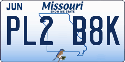 MO license plate PL2B8K