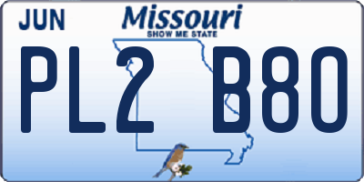 MO license plate PL2B8O