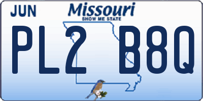 MO license plate PL2B8Q