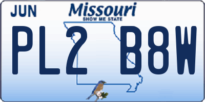MO license plate PL2B8W