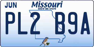 MO license plate PL2B9A