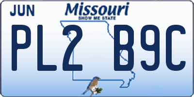 MO license plate PL2B9C