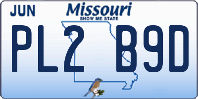 MO license plate PL2B9D