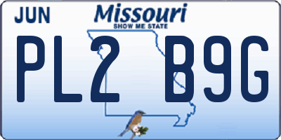 MO license plate PL2B9G