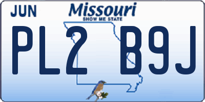 MO license plate PL2B9J