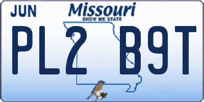 MO license plate PL2B9T