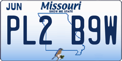 MO license plate PL2B9W