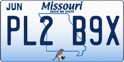 MO license plate PL2B9X