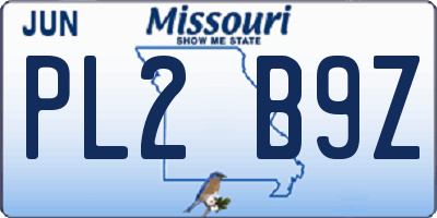 MO license plate PL2B9Z