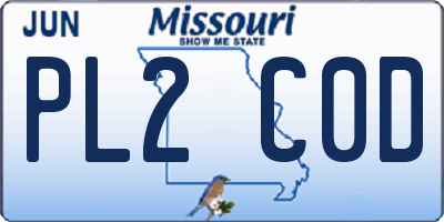 MO license plate PL2C0D