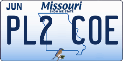 MO license plate PL2C0E
