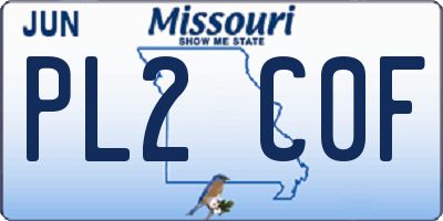 MO license plate PL2C0F