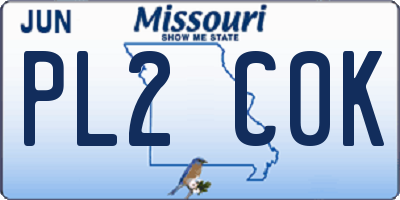 MO license plate PL2C0K
