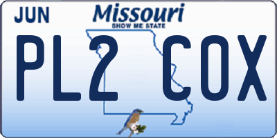 MO license plate PL2C0X