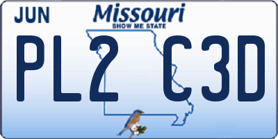 MO license plate PL2C3D