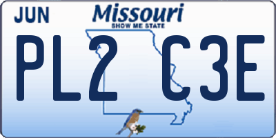 MO license plate PL2C3E