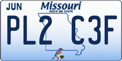 MO license plate PL2C3F