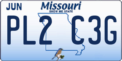 MO license plate PL2C3G