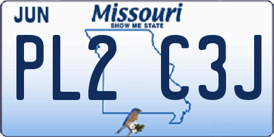 MO license plate PL2C3J