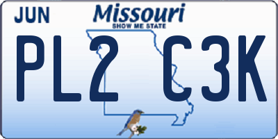 MO license plate PL2C3K