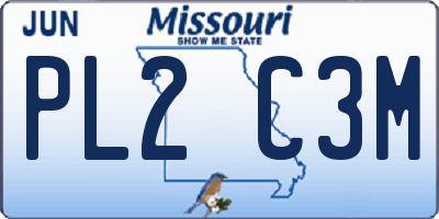 MO license plate PL2C3M