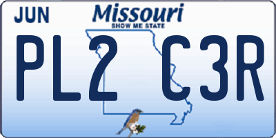 MO license plate PL2C3R