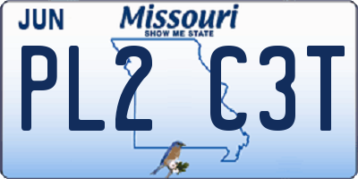 MO license plate PL2C3T