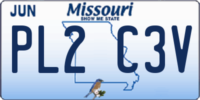 MO license plate PL2C3V