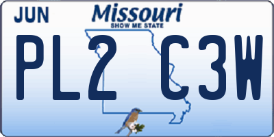 MO license plate PL2C3W