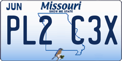 MO license plate PL2C3X
