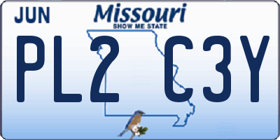 MO license plate PL2C3Y