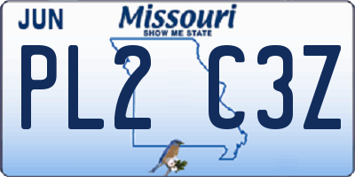 MO license plate PL2C3Z