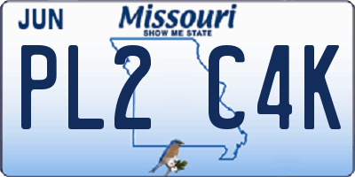 MO license plate PL2C4K