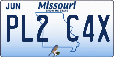 MO license plate PL2C4X