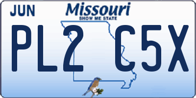 MO license plate PL2C5X
