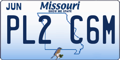 MO license plate PL2C6M