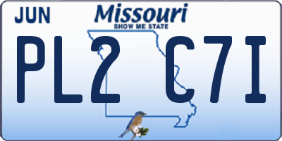 MO license plate PL2C7I