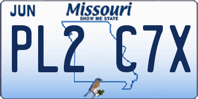 MO license plate PL2C7X