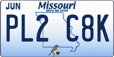 MO license plate PL2C8K