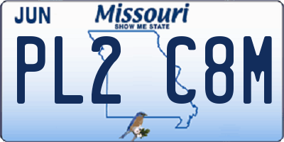MO license plate PL2C8M