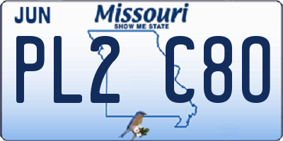 MO license plate PL2C8O