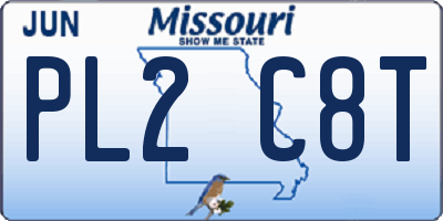 MO license plate PL2C8T