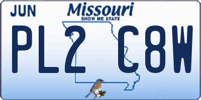 MO license plate PL2C8W