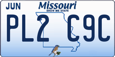 MO license plate PL2C9C