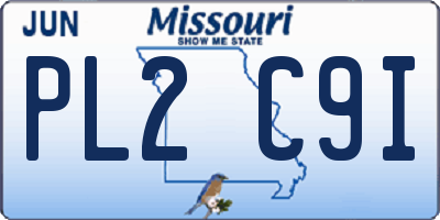 MO license plate PL2C9I