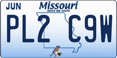 MO license plate PL2C9W