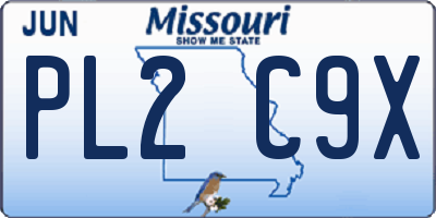 MO license plate PL2C9X