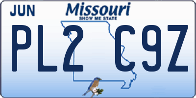 MO license plate PL2C9Z